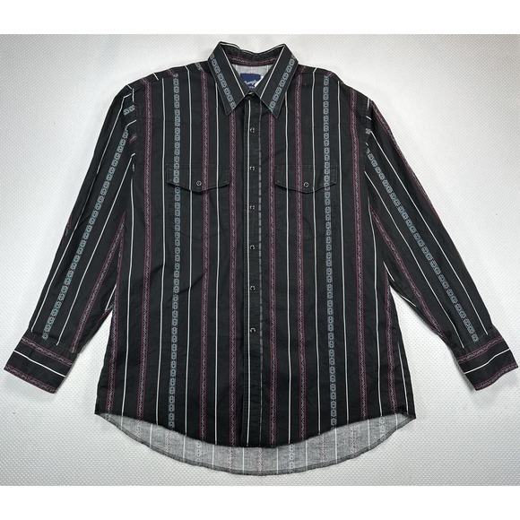 Wrangler Other - Wrangler Western Shirts Men's XL Pearl Snap Button Up Black Aztec Striped